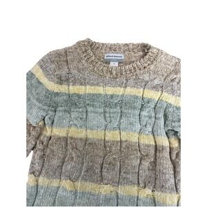 ALFRED DUNNER Women's Petite ECHO CANYON Striped Chenille Sweater Size‎ PL  New